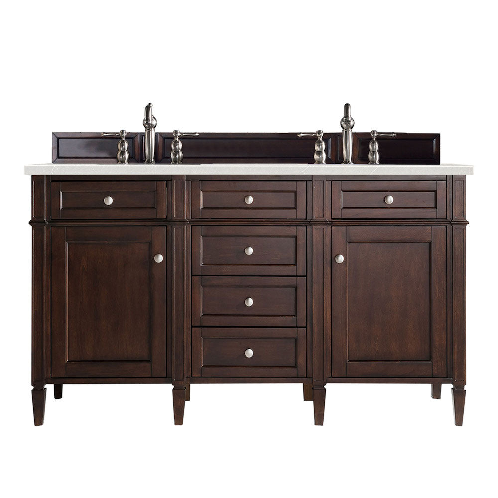 60" Brittany Double Bathroom Vanity, Burnished Mahogany