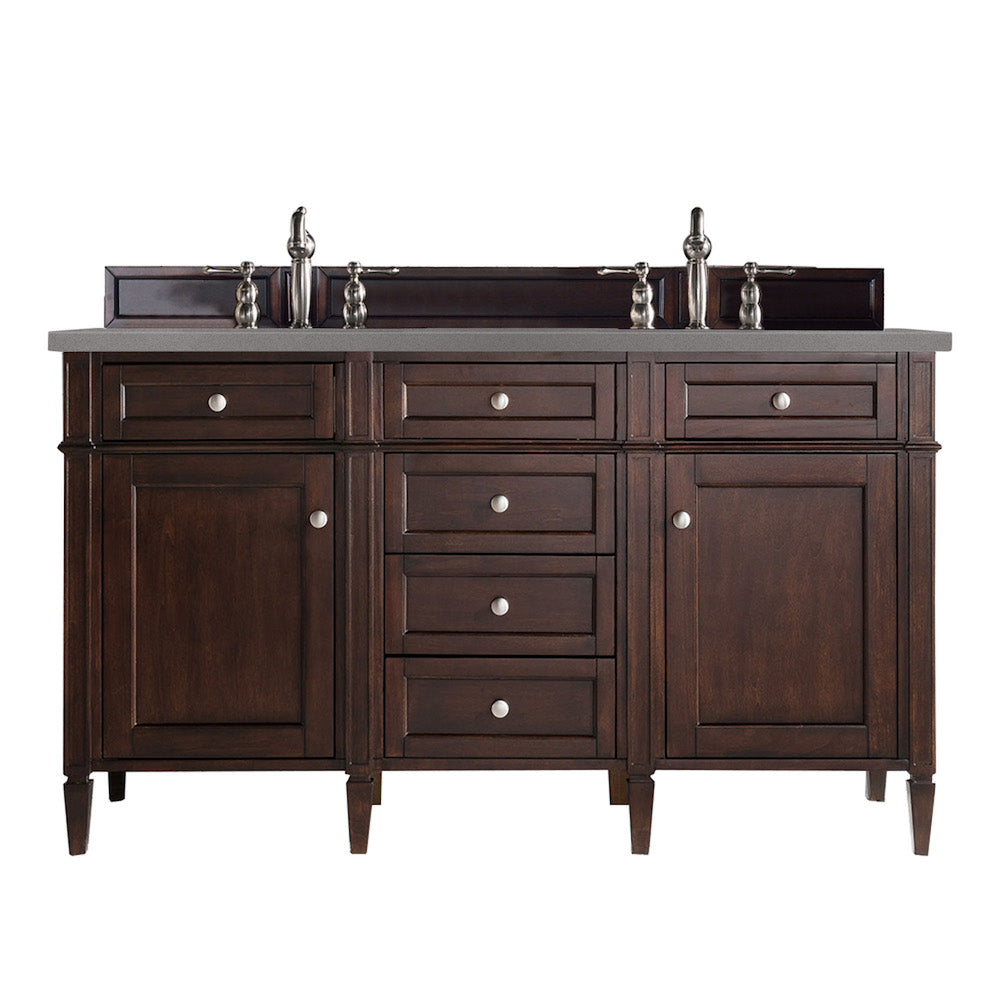 60" Brittany Double Bathroom Vanity, Burnished Mahogany