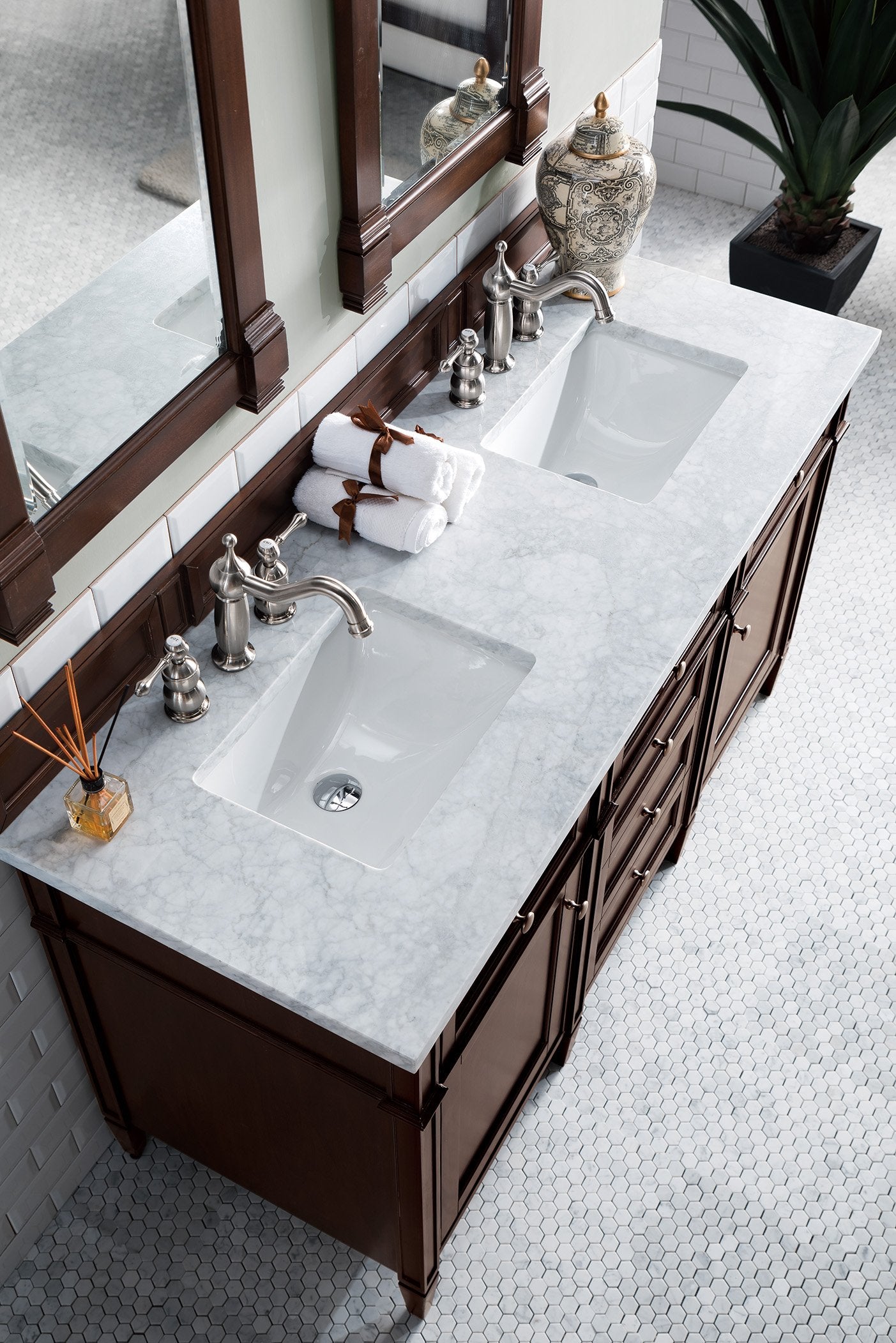 60" Brittany Double Bathroom Vanity Burnished Mahogany, James Martin Vanities - vanitiesdepot.com