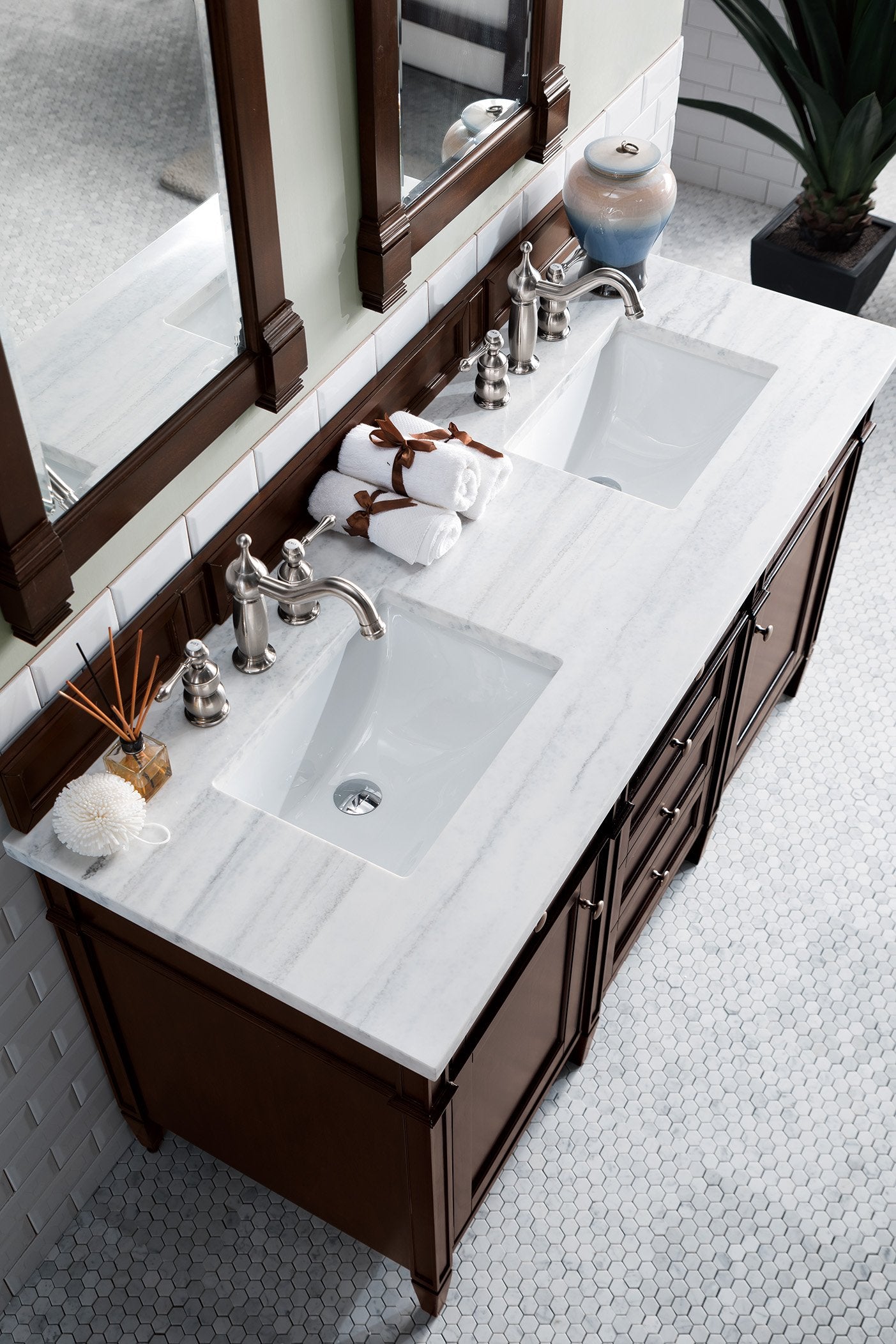 60" Brittany Double Bathroom Vanity Burnished Mahogany, James Martin Vanities - vanitiesdepot.com