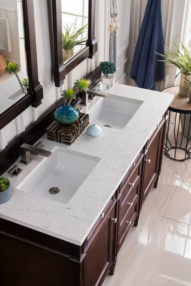 60" Brittany Double Bathroom Vanity, Burnished Mahogany