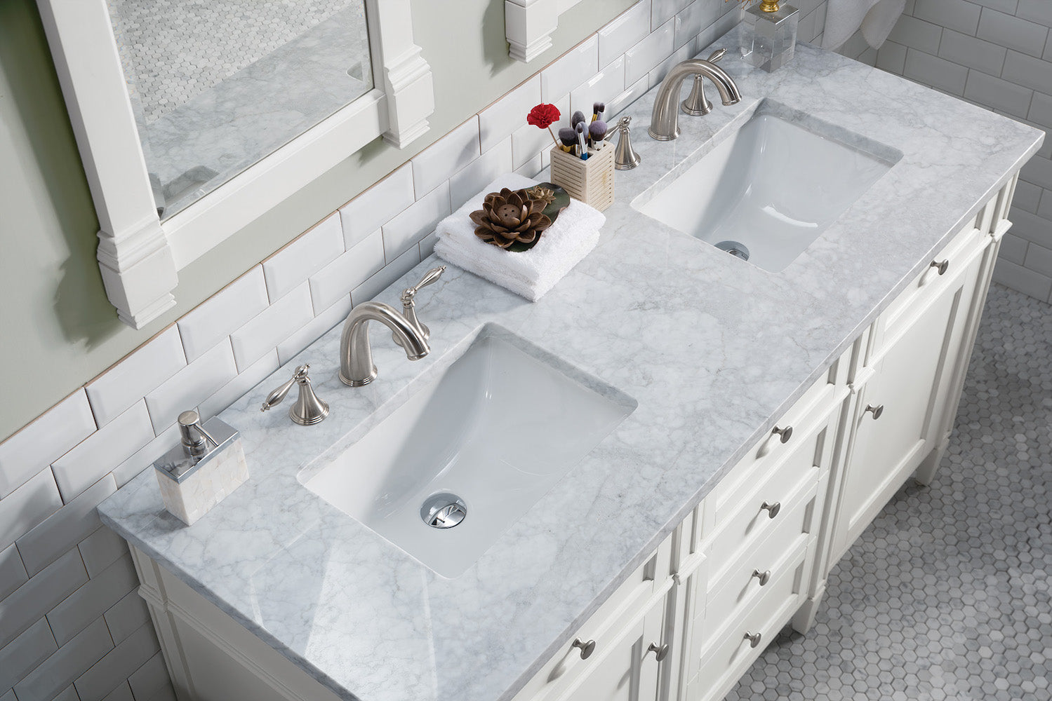 60" Brittany Double Bathroom Vanity, Bright White