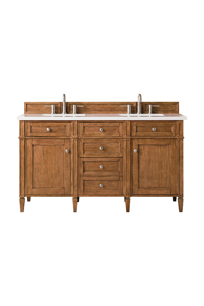 60" Brittany Double Bathroom Vanity, Saddle Brown