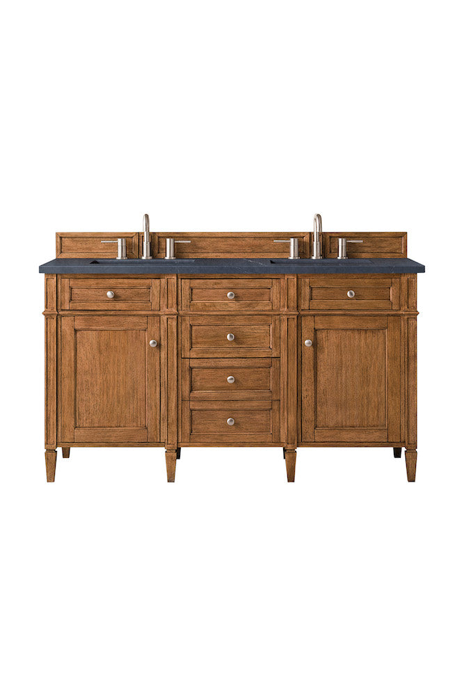 60" Brittany Double Bathroom Vanity, Saddle Brown