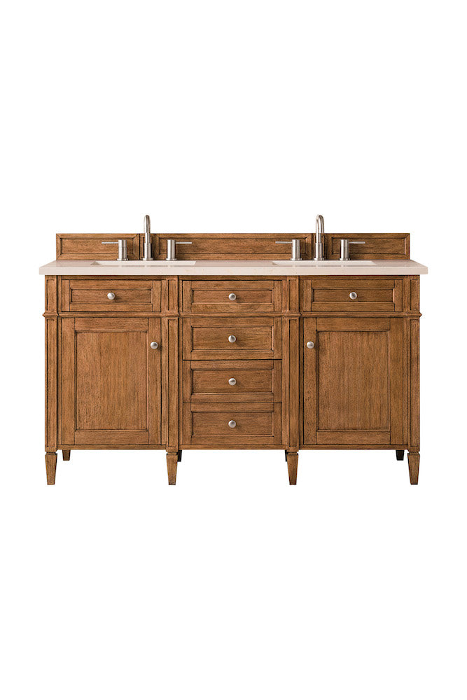 60" Brittany Double Bathroom Vanity, Saddle Brown