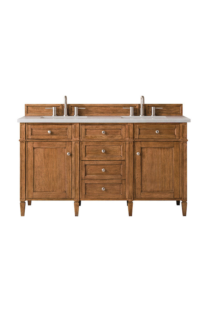 60" Brittany Double Bathroom Vanity, Saddle Brown
