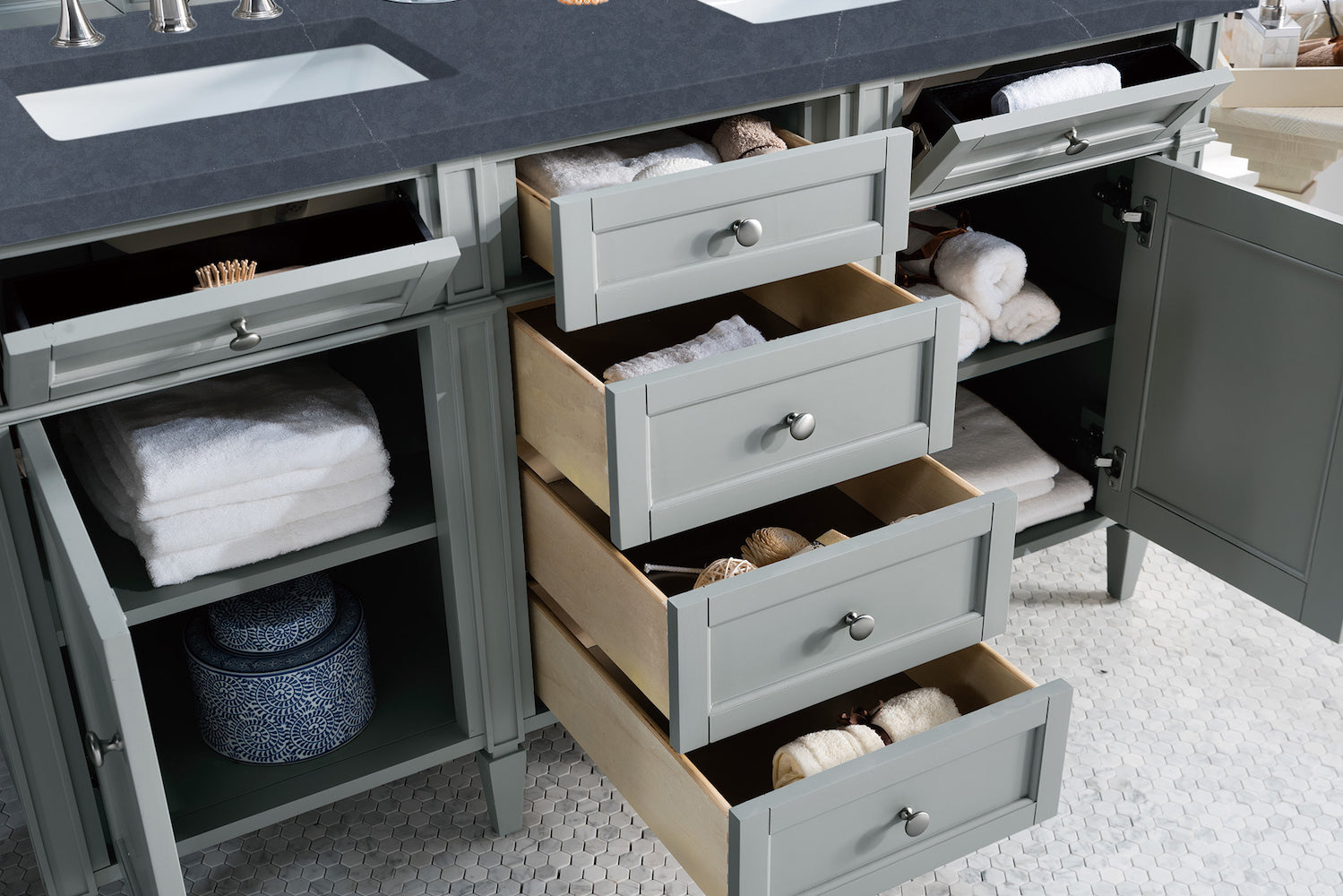 60" Brittany Double Bathroom Vanity, Urban Gray