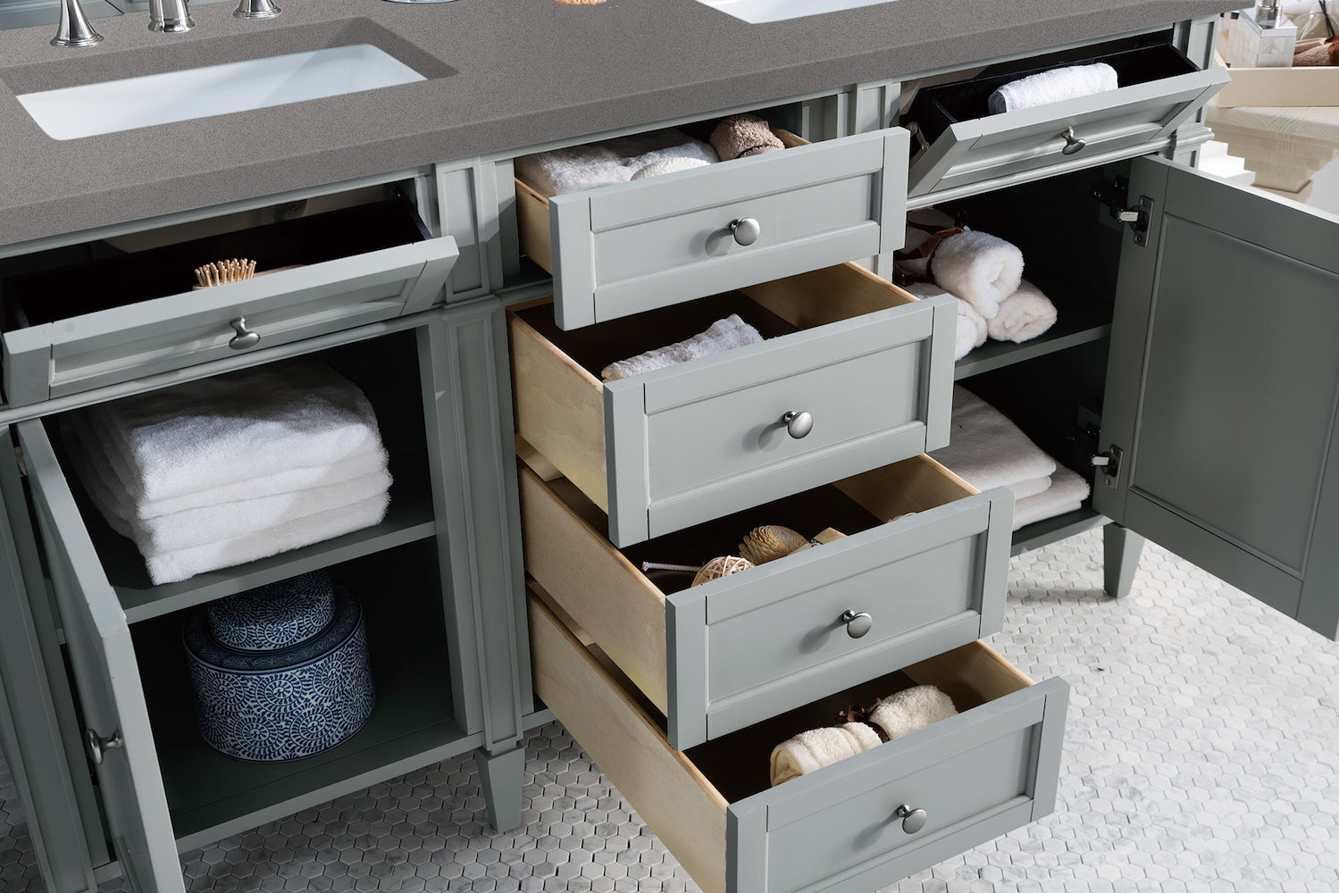 60" Brittany Double Bathroom Vanity, Urban Gray