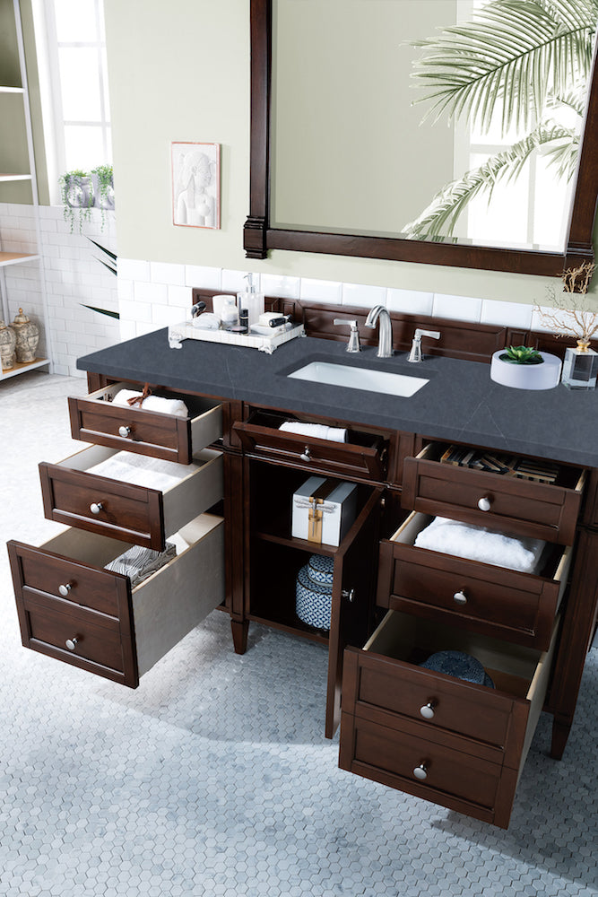 60" Brittany Single Bathroom Vanity, Burnished Mahogany