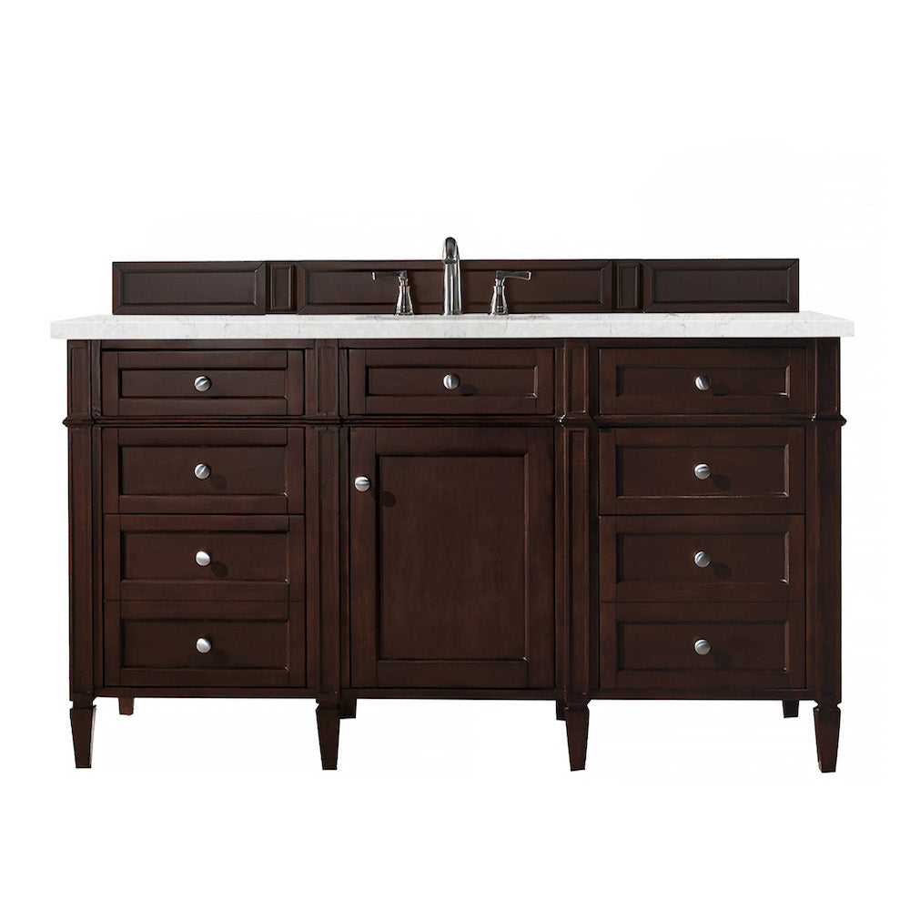 60" Brittany Single Bathroom Vanity, Burnished Mahogany