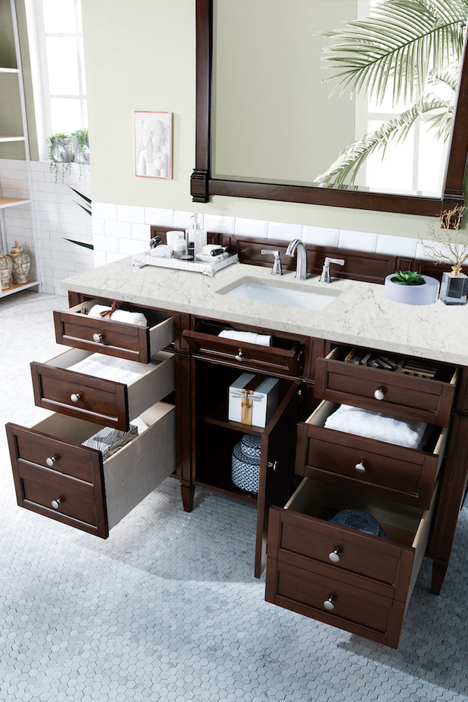 60" Brittany Single Bathroom Vanity, Burnished Mahogany