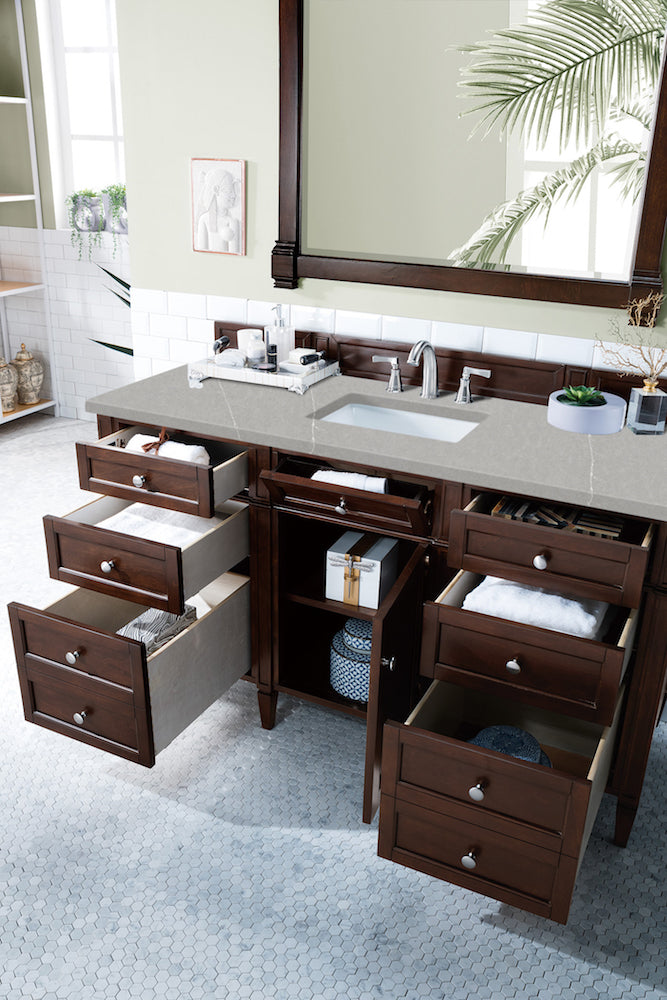 60" Brittany Single Bathroom Vanity, Burnished Mahogany