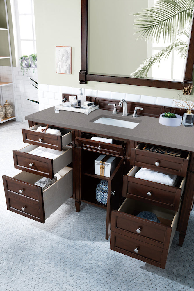 60" Brittany Single Bathroom Vanity, Burnished Mahogany