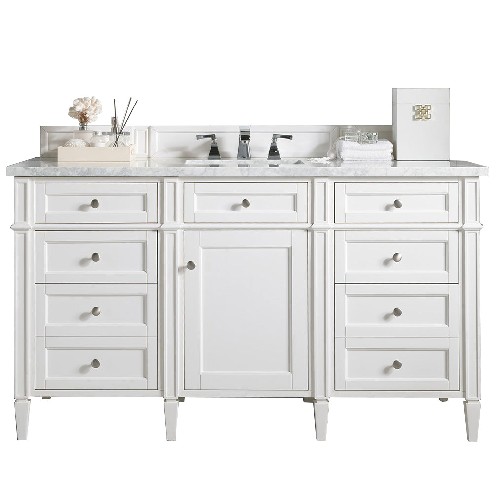 60" Brittany Single Bathroom Vanity, Bright White