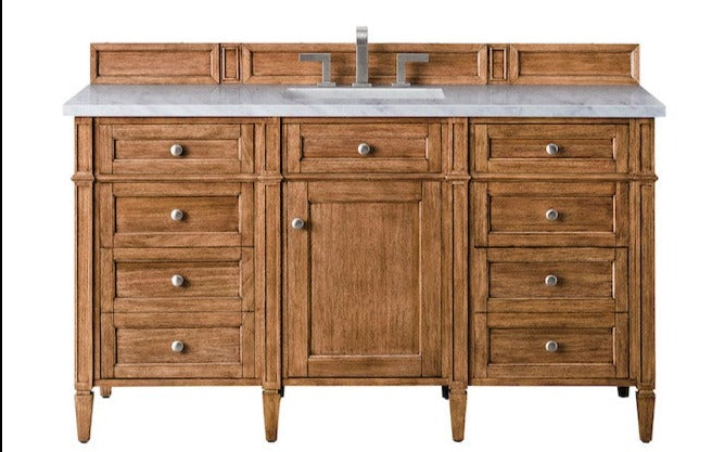 60" Brittany Single Bathroom Vanity, Saddle Brown