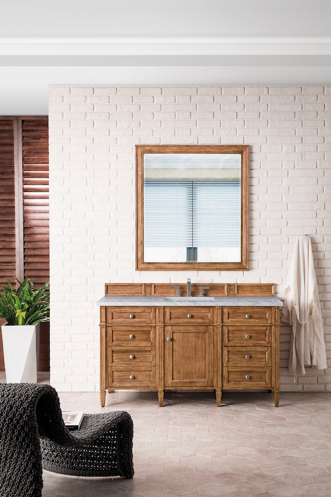 60" Brittany Single Bathroom Vanity, Saddle Brown