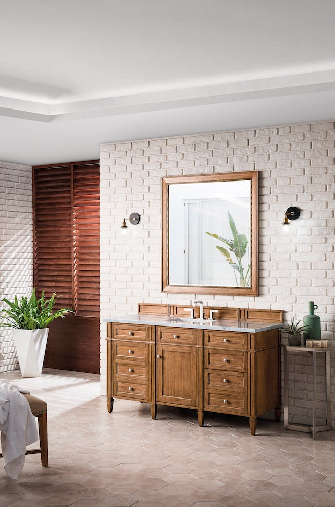 60" Brittany Single Bathroom Vanity, Saddle Brown