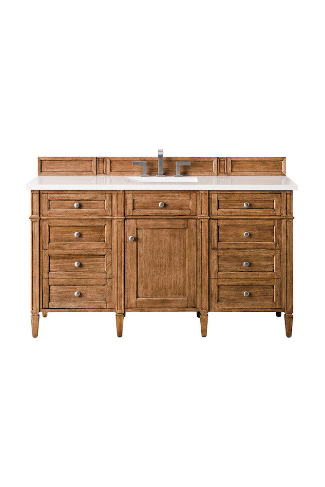 60" Brittany Single Bathroom Vanity, Saddle Brown