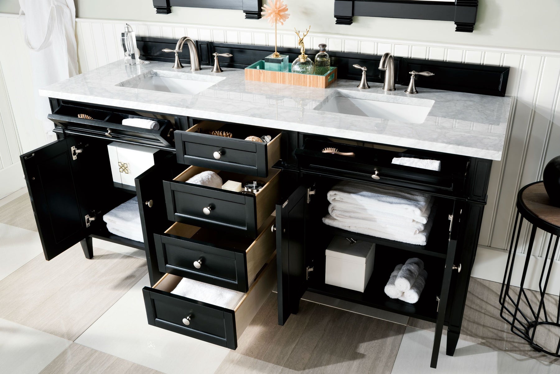 72" Brittany Double Bathroom Vanity Black Onyx, James Martin Vanities - vanitiesdepot.com