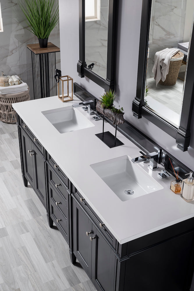72" Brittany Double Bathroom Vanity, Black Onyx