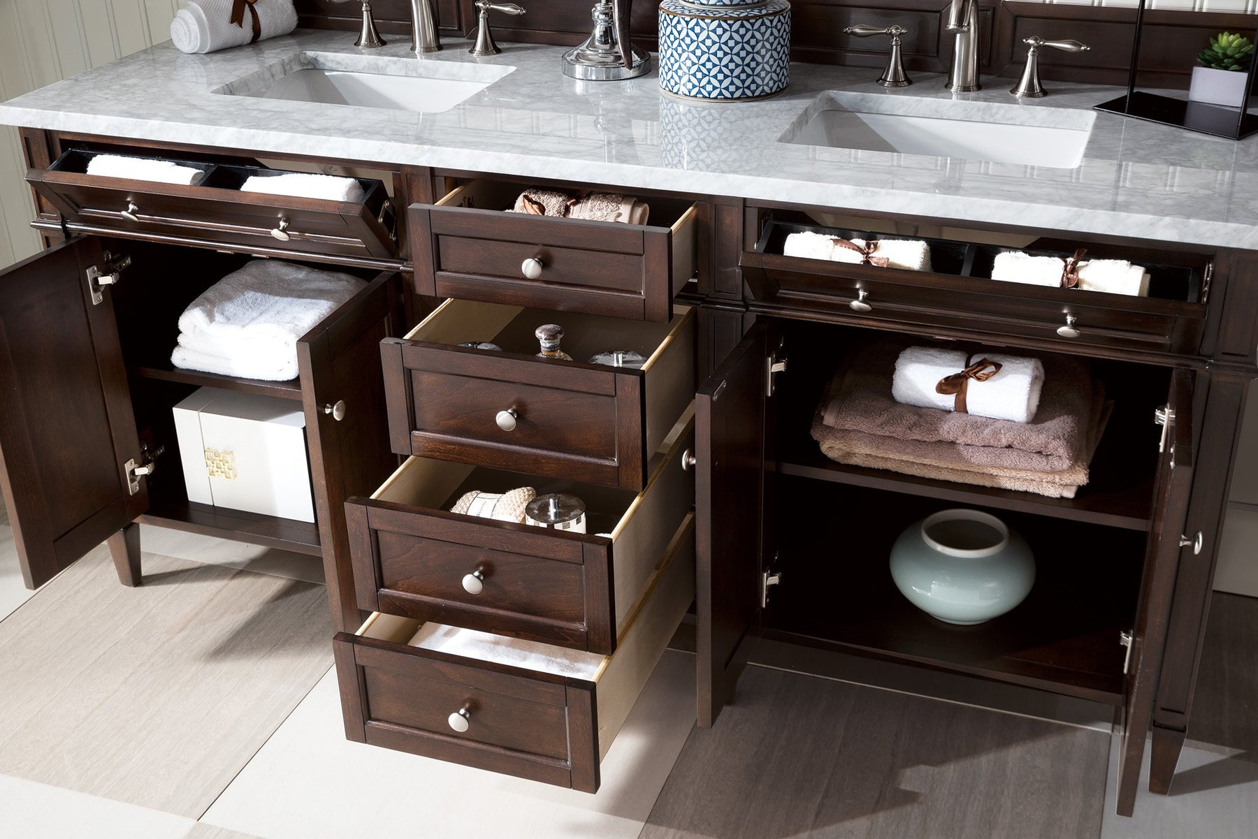 72" Brittany Double Bathroom Vanity Burnished Mahogany, James Martin Vanities - vanitiesdepot.com