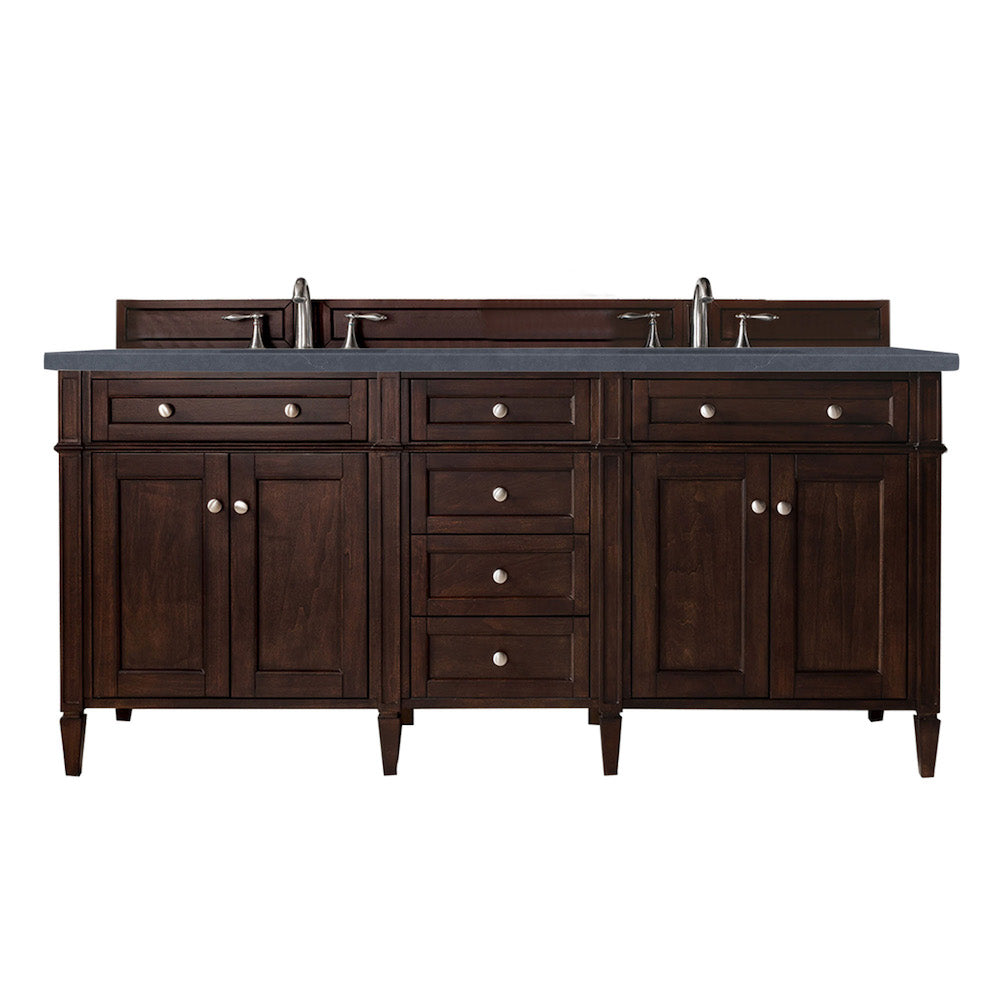 72" Brittany Double Bathroom Vanity, Burnished Mahogany