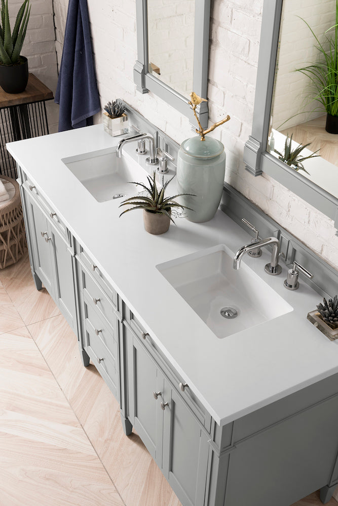 72" Brittany Double Bathroom Vanity, Urban Gray