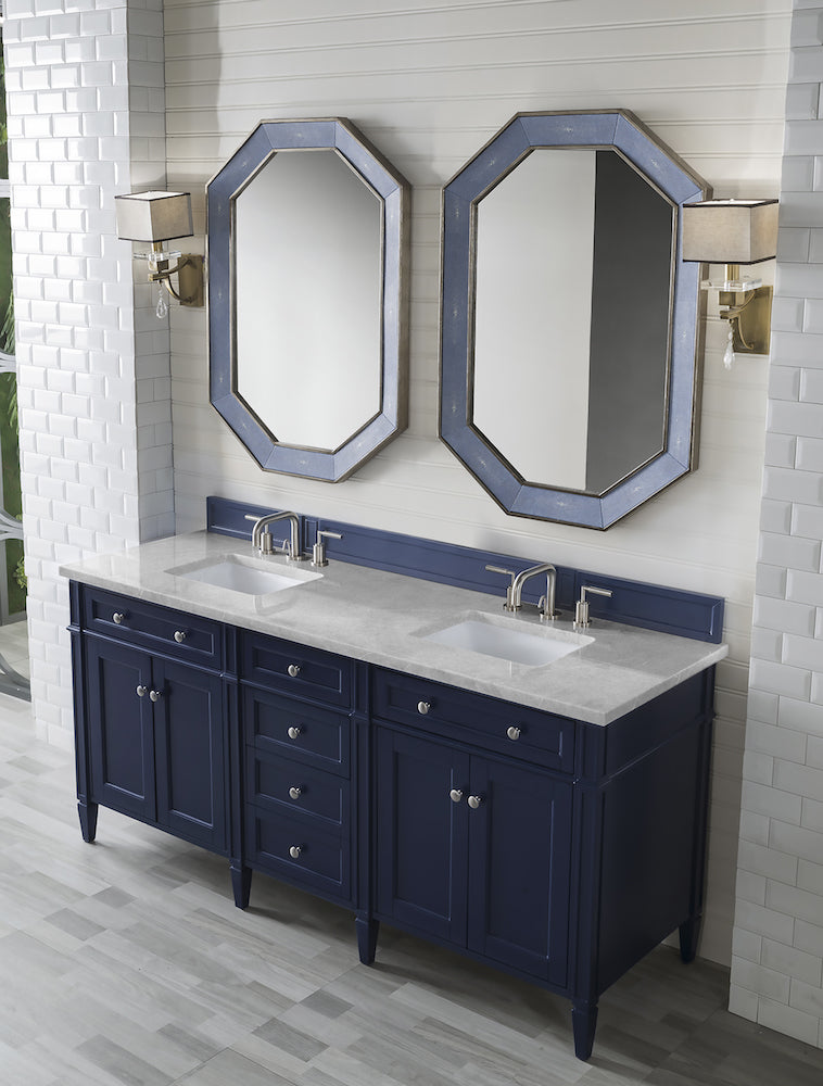 72" Brittany Double Bathroom Vanity, Victory Blue