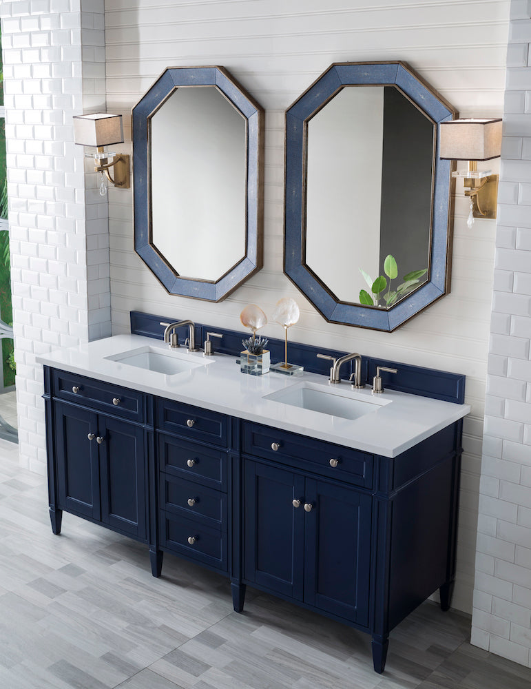 72" Brittany Double Bathroom Vanity, Victory Blue