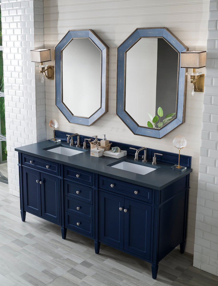 72" Brittany Double Bathroom Vanity, Victory Blue