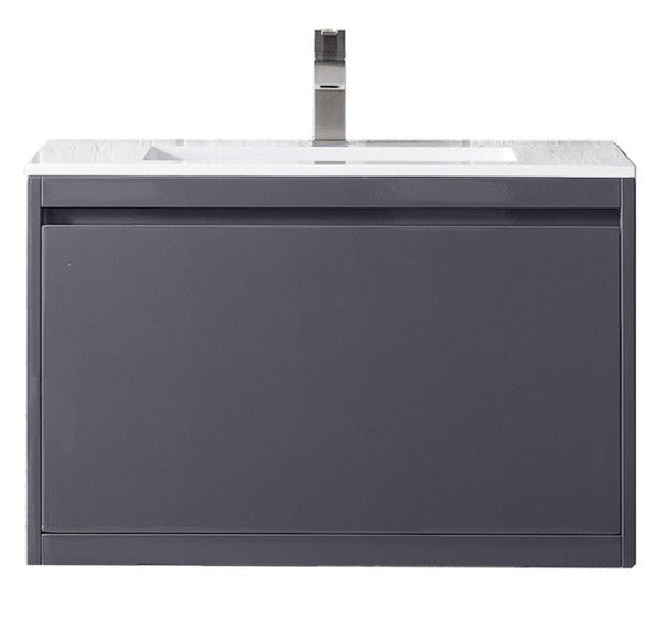 31.5" Milan Single Sink Bathroom Vanity, Modern Grey w/ White Top