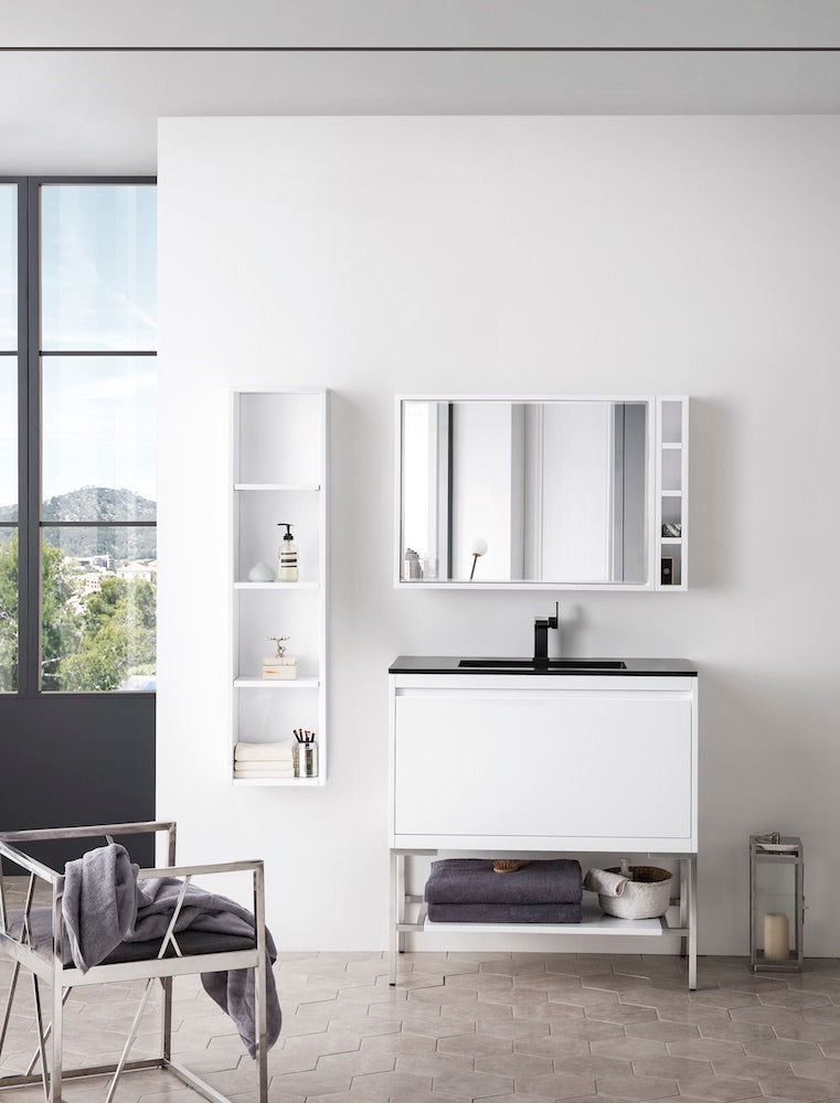 35.4" Milan Mirror, Glossy White