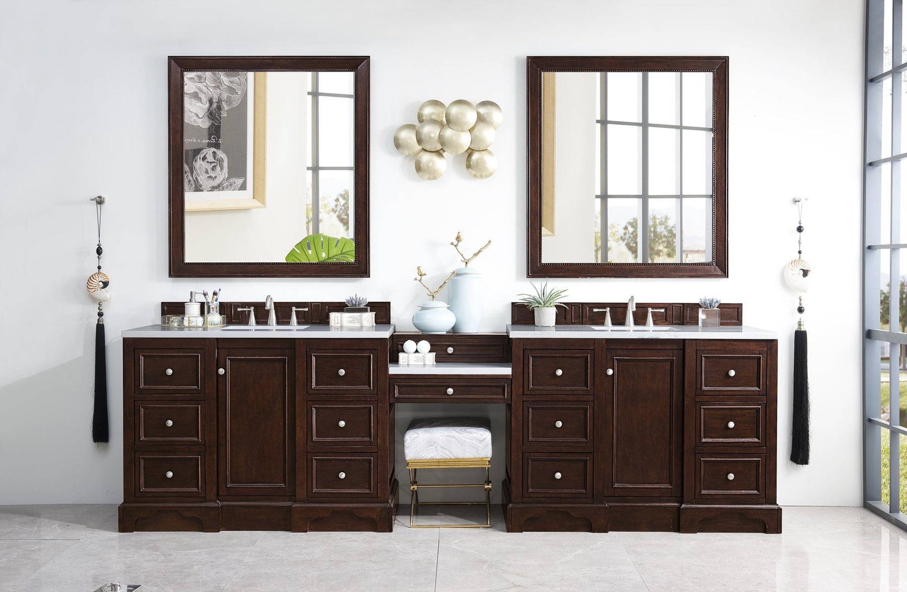 118" De Soto Burnished Mahogany Double Sink Bathroom Vanity, James Martin Vanities - vanitiesdepot.com