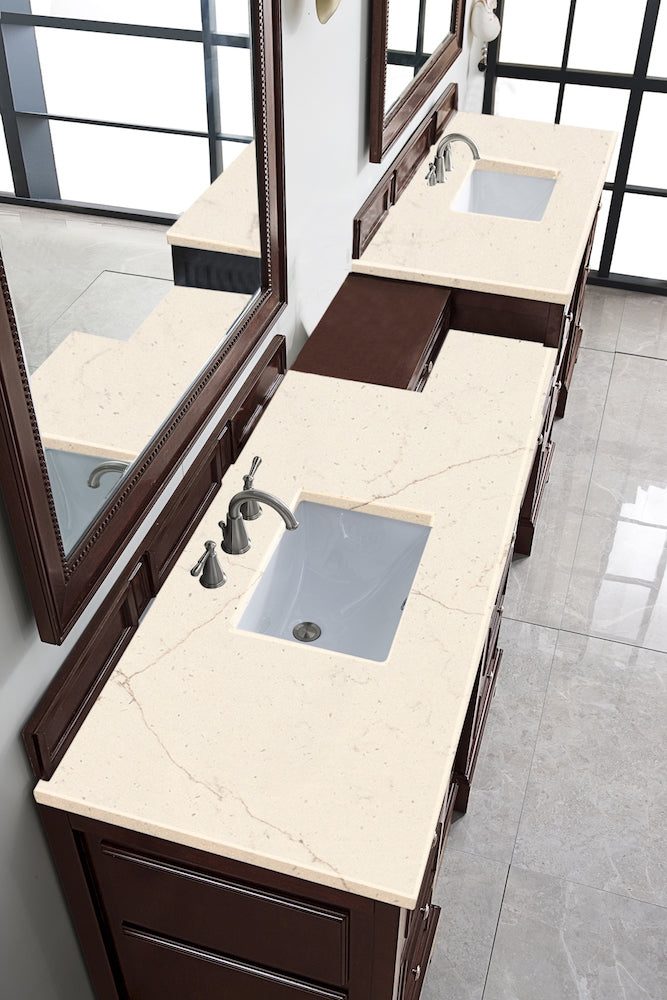118" De Soto Double Sink Bathroom Vanity, Burnished Mahogany