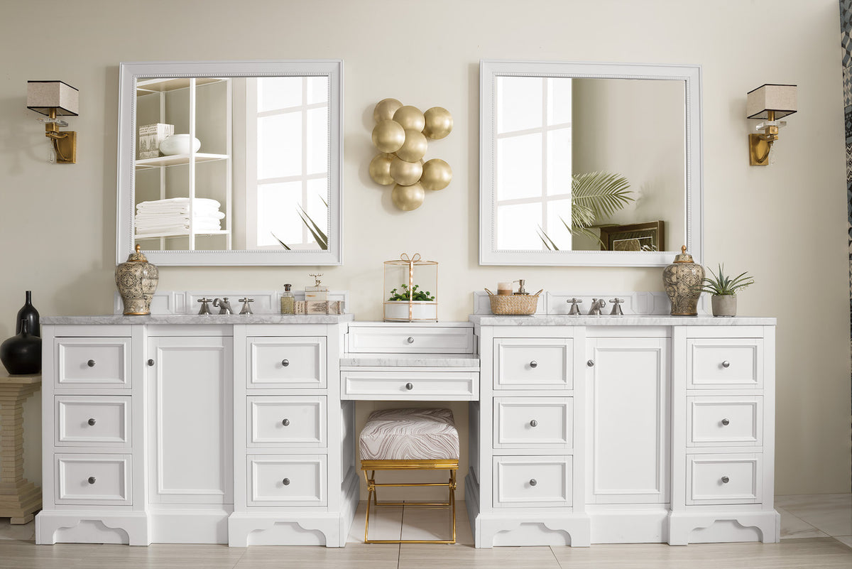 118" De Soto Double Sink Bathroom Vanity, Bright White