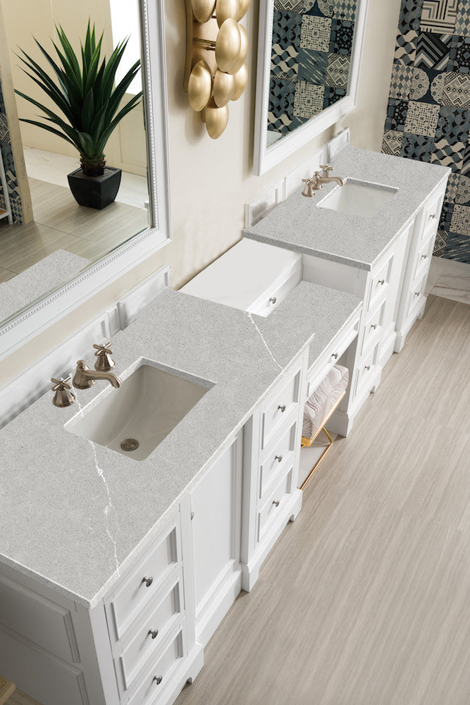 118" De Soto Double Sink Bathroom Vanity, Bright White
