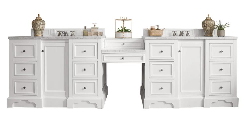 118" De Soto Double Sink Bathroom Vanity, Bright White