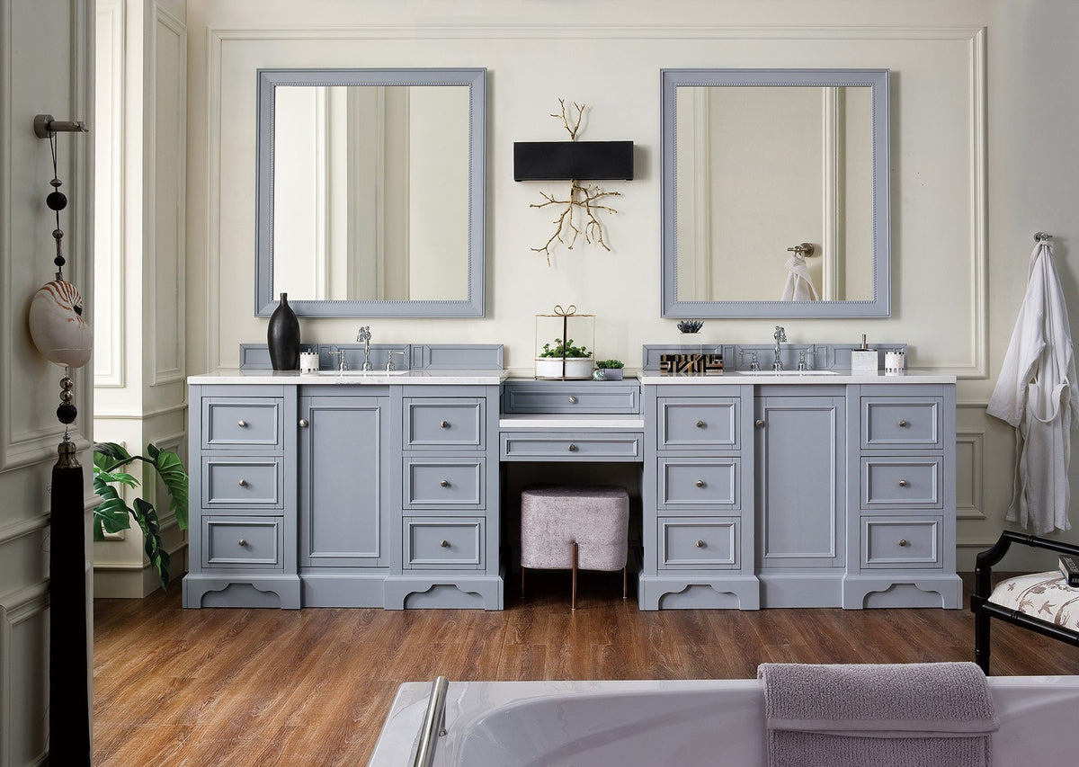118" De Soto Silver Gray Double Sink Bathroom Vanity, James Martin Vanities - vanitiesdepot.com