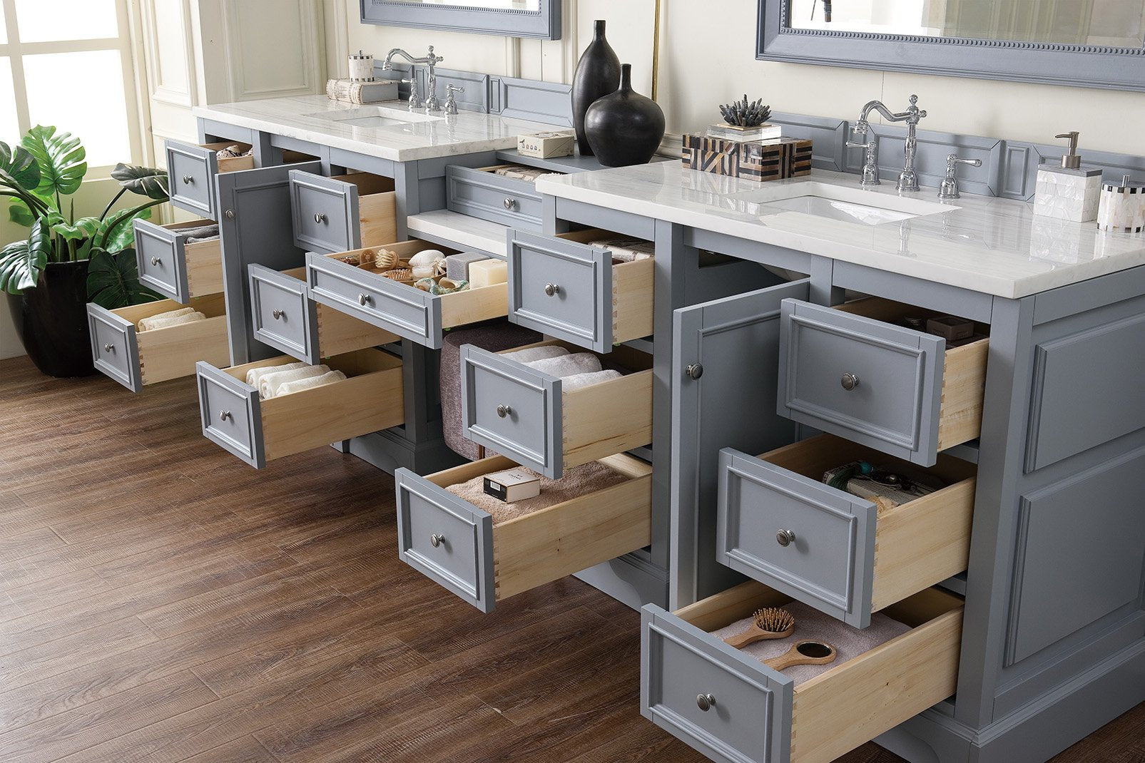 118" De Soto Silver Gray Double Sink Bathroom Vanity, James Martin Vanities - vanitiesdepot.com