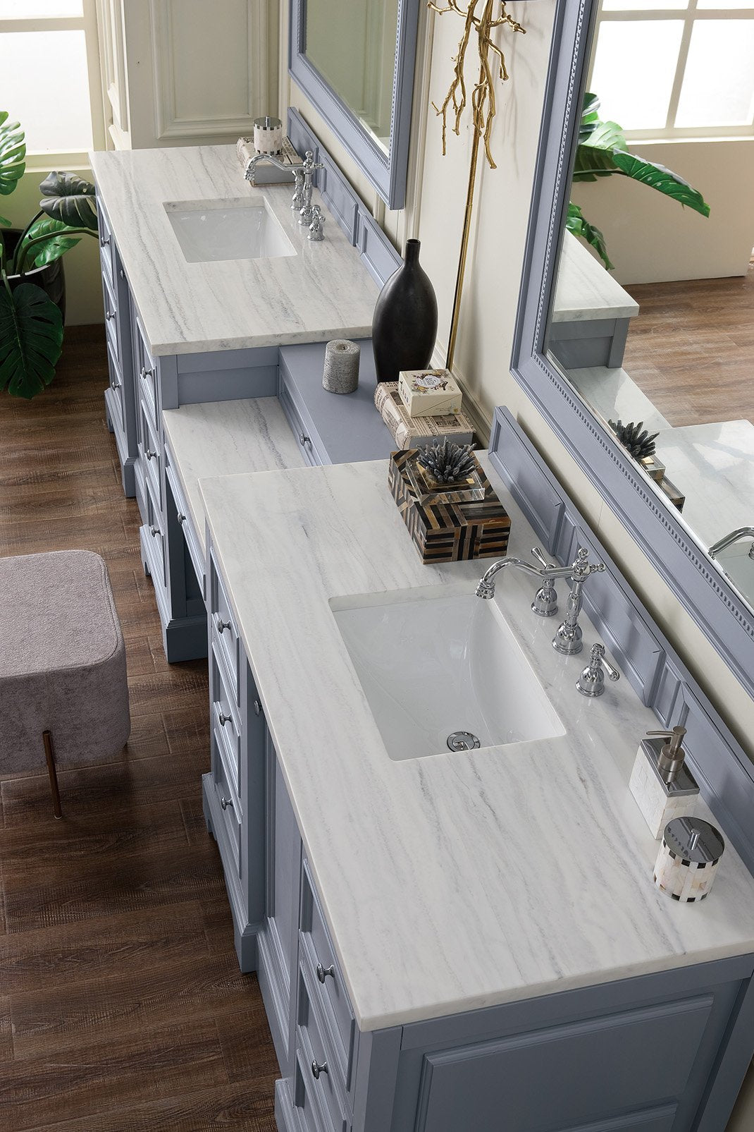 118" De Soto Silver Gray Double Sink Bathroom Vanity, James Martin Vanities - vanitiesdepot.com