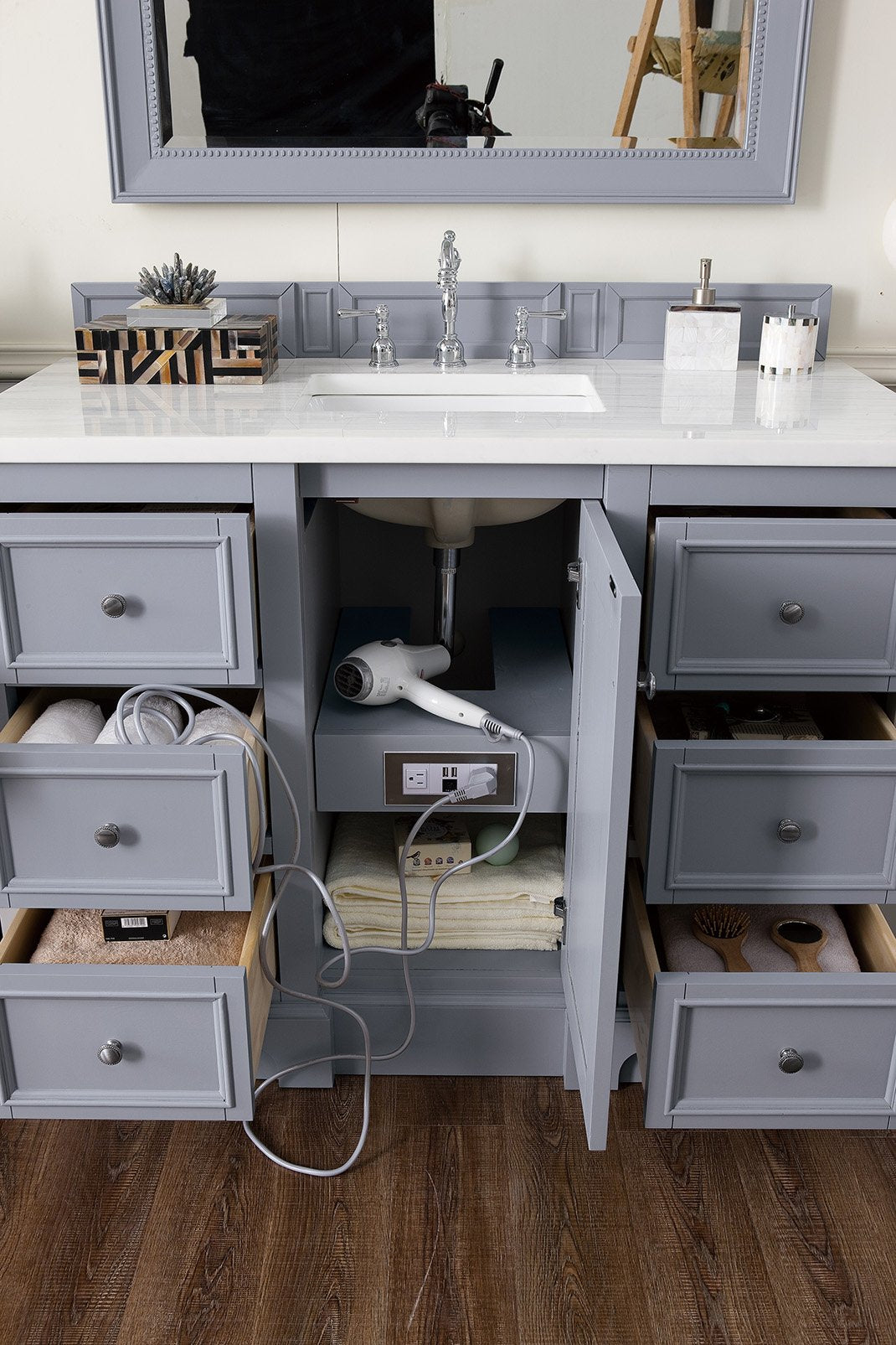 118" De Soto Silver Gray Double Sink Bathroom Vanity, James Martin Vanities - vanitiesdepot.com