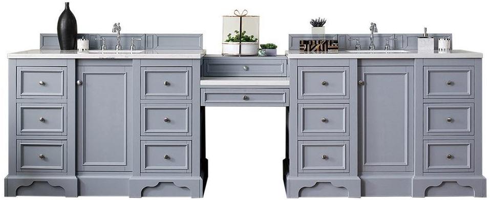 118" De Soto Silver Gray Double Sink Bathroom Vanity, James Martin Vanities - vanitiesdepot.com