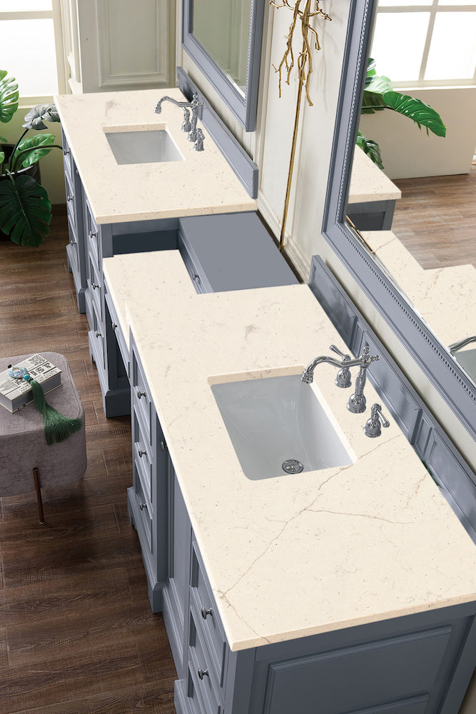 118" De Soto Double Sink Bathroom Vanity, Silver Gray