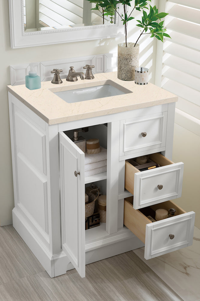 30" De Soto Single Sink Bathroom Vanity, Bright White
