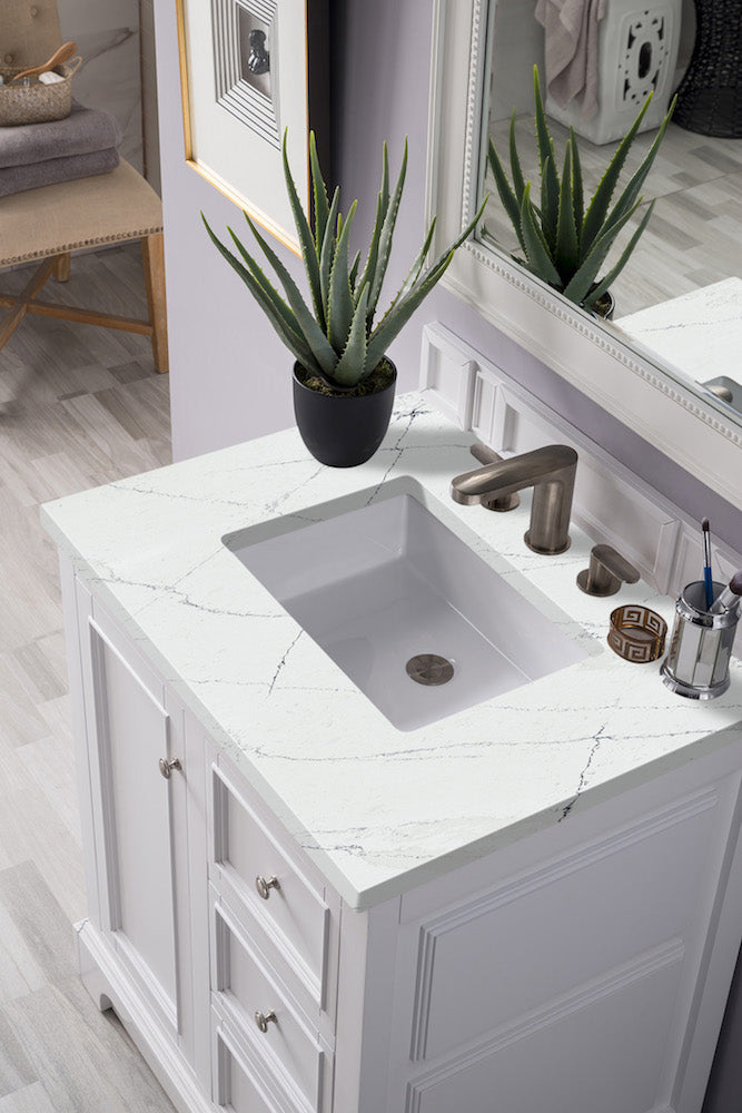 30" De Soto Single Sink Bathroom Vanity, Bright White