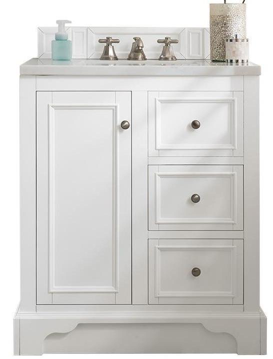 30" De Soto Bright White Single Sink Bathroom Vanity, James Martin Vanities - vanitiesdepot.com