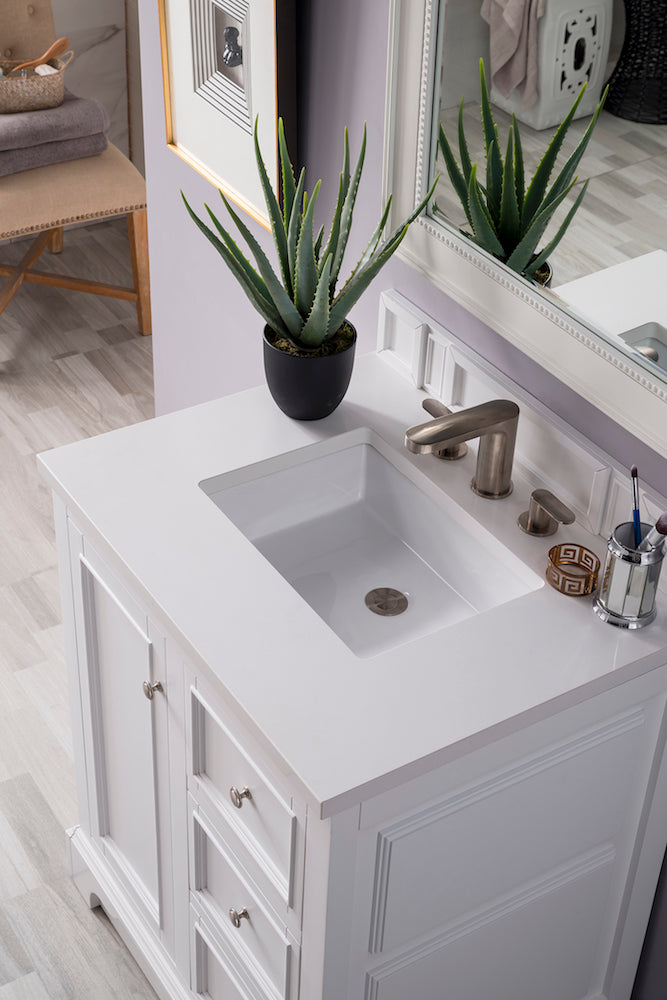 30" De Soto Single Sink Bathroom Vanity, Bright White