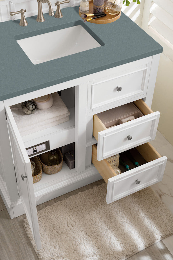 36" De Soto Single Sink Bathroom Vanity, Bright White