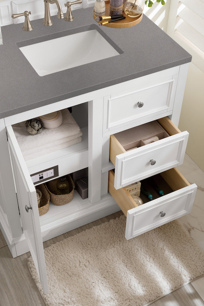 36" De Soto Single Sink Bathroom Vanity, Bright White