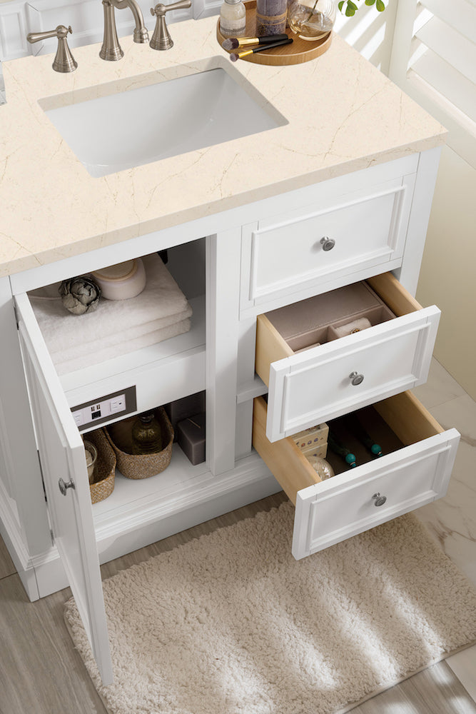 36" De Soto Single Sink Bathroom Vanity, Bright White